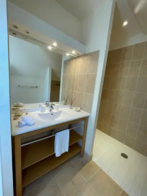 Salle de bains dans l'établissement L'Overlord , meublé de tourisme