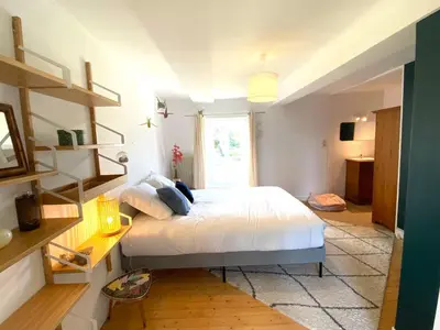 Un ou plusieurs lits dans un hébergement de l'établissement La Ferme familiale de Percy - Proche Mézidon Canon - Jardin
