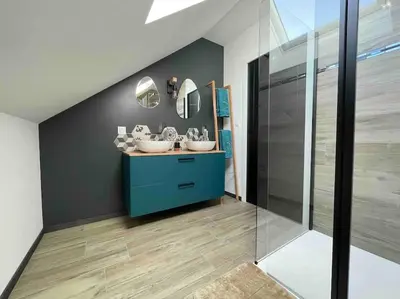 Salle de bains dans l'établissement La grange de Léonie