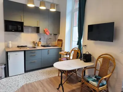 Cuisine ou kitchenette dans l'établissement Studio à 100 m de la plage PIQUOT 44