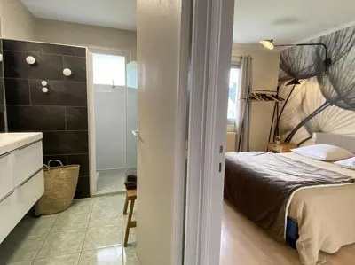 Un ou plusieurs lits dans un hébergement de l'établissement Maison familiale - Plage 300m