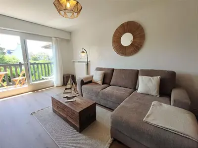 Coin salon dans l'établissement Le Balnéo Duplex avec balcon - Riva Bella Plage