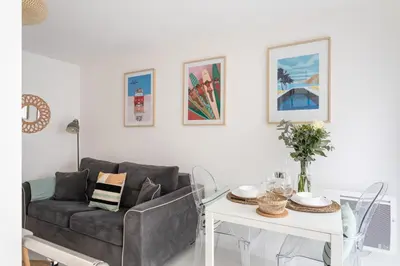 Coin salon dans l'établissement Ty Peskaiden 3 - Appt proche de la plage