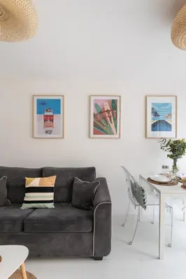 Coin salon dans l'établissement Ty Peskaiden 3 - Appt proche de la plage