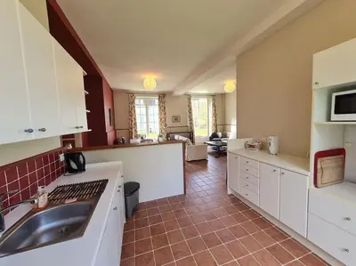 Cuisine ou kitchenette dans l'établissement Les Arcades du Chateau