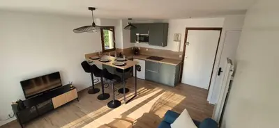 Cuisine ou kitchenette dans l'établissement Escale Cabourgeaise