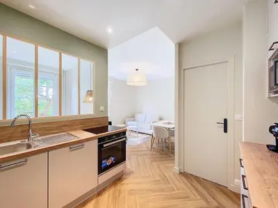Cuisine ou kitchenette dans l'établissement Au cœur du centre historique