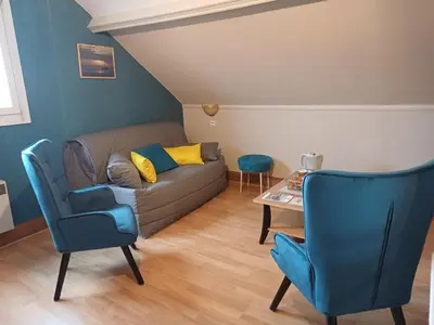 Coin salon dans l'établissement Les Puits Bessin Normandie