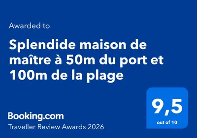 Certificat, récompense, panneau ou autre document affiché dans l'établissement Splendide maison de maître à 50m du port et 100m de la plage