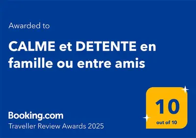 Certificat, récompense, panneau ou autre document affiché dans l'établissement CALME et DETENTE en famille ou entre amis