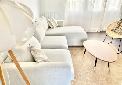 Coin salon dans l'établissement Maison bord de mer avec terrasse - Riva Bella