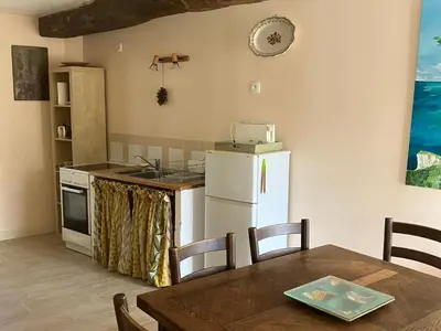 Cuisine ou kitchenette dans l'établissement La Petite Pommeraie
