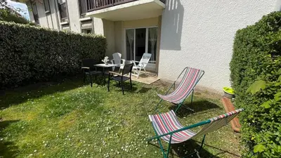 Jardin de l'établissement Studio avec jardin centre ville Cabourg La Roseraie