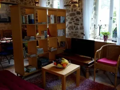 Coin salon dans l'établissement La Vimonderie Comfortable holiday residence