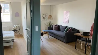 Un ou plusieurs lits dans un hébergement de l'établissement Le Spot, appartement cosy à 1mn de la mer, Saint Aubin sur Mer