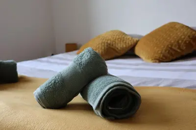 Un ou plusieurs lits dans un hébergement de l'établissement Dogfriendly, grand jardin clos, 4 chambres, grand salon avec cheminée