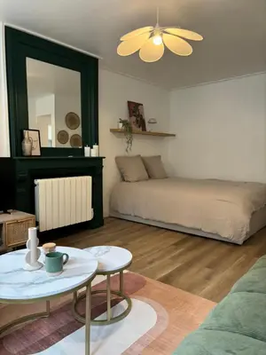 Coin salon dans l'établissement Appartement terrasse au cœur de la ville