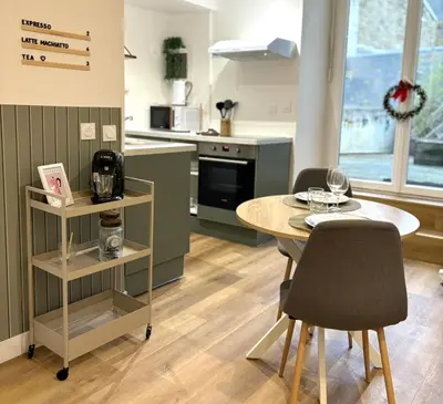 Cuisine ou kitchenette dans l'établissement Appartement terrasse au cœur de la ville