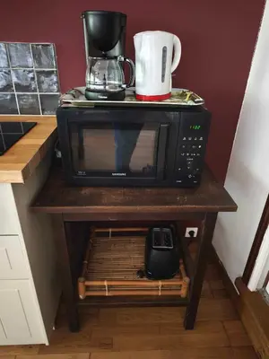 Cuisine ou kitchenette dans l'établissement Gîte de La Bacouette