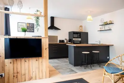 Cuisine ou kitchenette dans l'établissement Bel appartement entre Campus 1 et Vaugueux