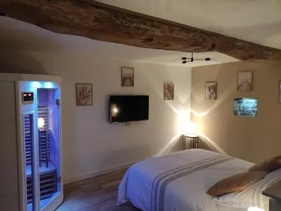 Télévision ou salle de divertissement dans l'établissement La vie est belle