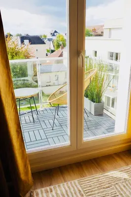 Balcon ou terrasse dans l'établissement Charming apartment - private parking, balcony
