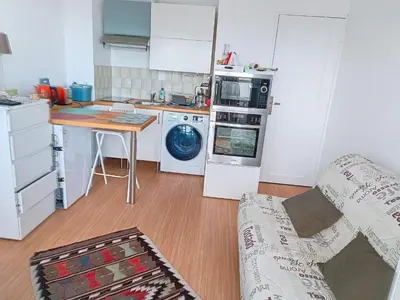 Cuisine ou kitchenette dans l'établissement Studio lumineux avec vue sur port, parking et wifi - FR-1-746-27
