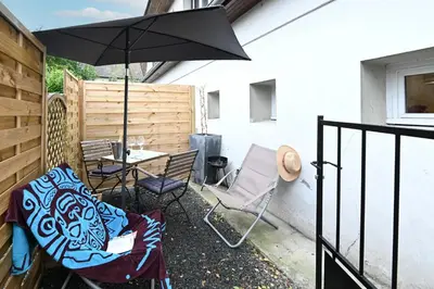 Balcon ou terrasse dans l'établissement La P'tite Escapade - à 25 min de Caen