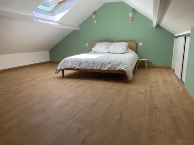 Un ou plusieurs lits dans un hébergement de l'établissement Petite maison proche plage