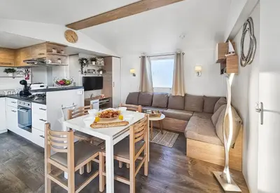 Cuisine ou kitchenette dans l'établissement Nature & Sérénité