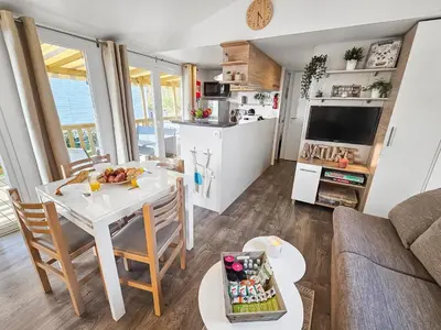 Cuisine ou kitchenette dans l'établissement Nature & Sérénité