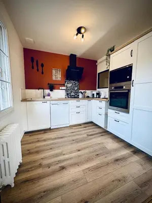 Cuisine ou kitchenette dans l'établissement Gite Au Bord De Vire