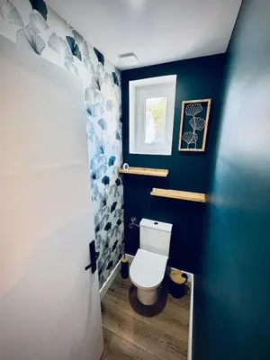 Salle de bains dans l'établissement Gite Au Bord De Vire