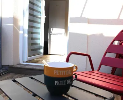 Balcon ou terrasse dans l'établissement Maison de ville - 4-6 personnes - proche plage