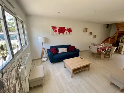 Coin salon dans l'établissement Cabine de la plage