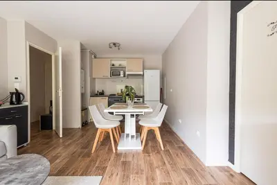 Cuisine ou kitchenette dans l'établissement Appart Cosy de Kalou