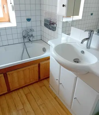 Salle de bains dans l'établissement Le vieux logis