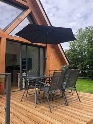 Terrasse ou espace extérieur de l'établissement chalet atypique proche Portbail Denneville