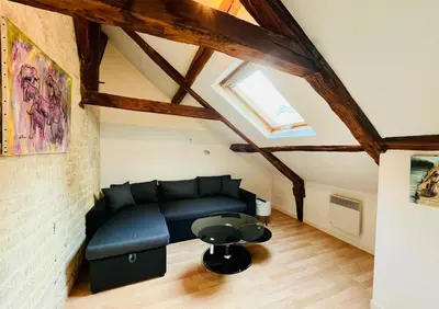 Coin salon dans l'établissement Logement charmant cosy central