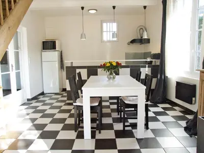 Cuisine ou kitchenette dans l'établissement Le Clos des Pommiers gîte