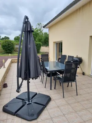 Terrasse ou espace extérieur de l'établissement Aux charmes de la campagne