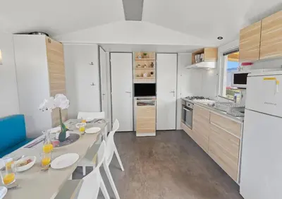 Cuisine ou kitchenette dans l'établissement Mobilhome