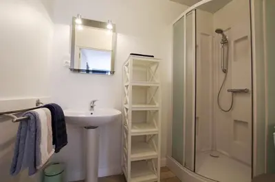 Salle de bains dans l'établissement Ferme de la Motte