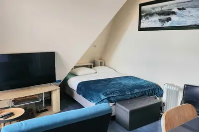 Télévision ou salle de divertissement dans l'établissement Studio for two with balcony of 20 m2 - Cabourg