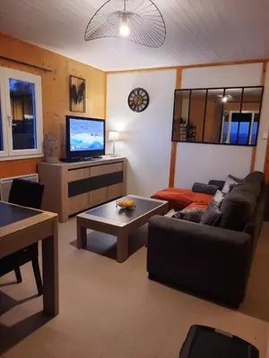 Télévision ou salle de divertissement dans l'établissement Chalet tout équipé vue sur le lac de la Dathée Vire Normandie