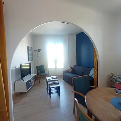 Coin salon dans l'établissement La Marinière, appartement avec garage, 2 étoiles à 100m de la mer