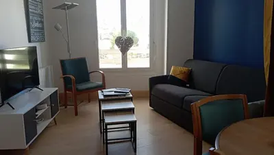 Coin salon dans l'établissement La Marinière, appartement avec garage, 2 étoiles à 100m de la mer
