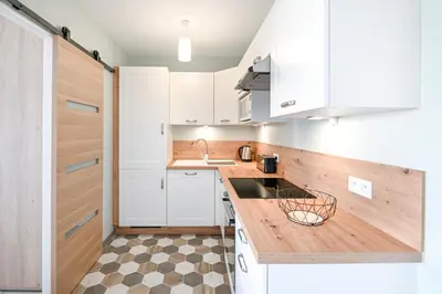 Cuisine ou kitchenette dans l'établissement L'Ancre Normande - 7min à pied de la Plage