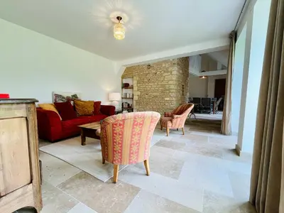Coin salon dans l'établissement La maison de l'Orangerie - Charm & comfort in the very heart of Carentan