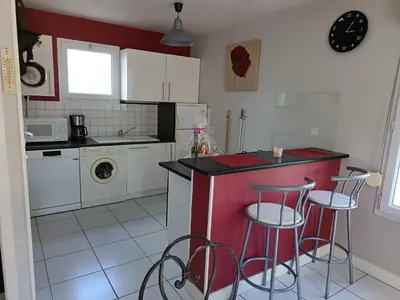 Cuisine ou kitchenette dans l'établissement Gîte de la mouette